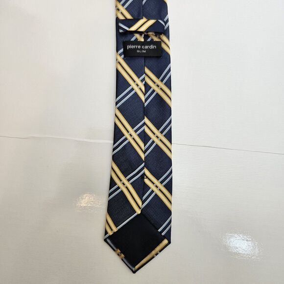 Pierre Cardin Men's SLIM Polyester Tie Blue with Blue & White Stripes 3" - Picture 2 of 7